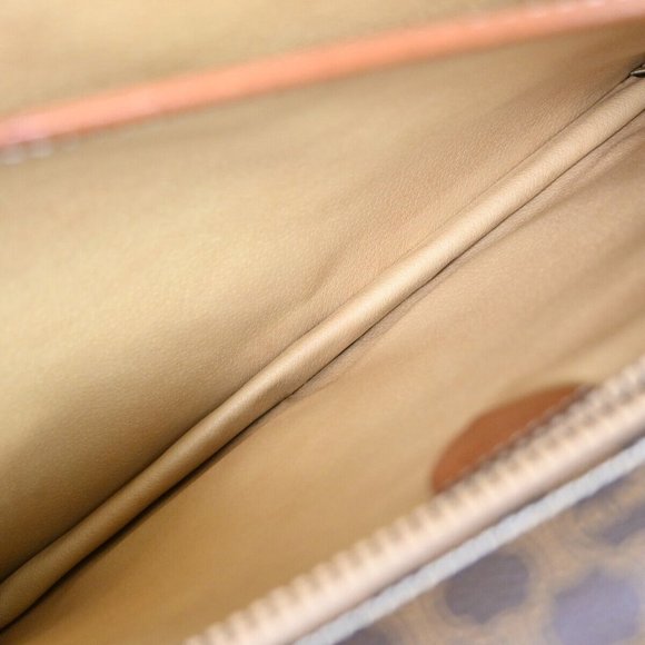 CELINE Logo Macadam Pattern Briefcase Hand Bag PVC Leather Brown Italy - Picture 5 of 16